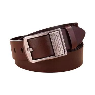 Imagem de Cinto Masculino De Couro Legítimo Com Fivela De Liga Metálica, Luxuoso