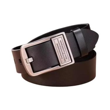 Imagem de Cinto Masculino De Couro Legítimo Com Fivela De Liga Metálica, Luxuoso