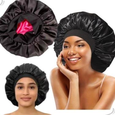 Imagem de Touca de Cetim Dupla Face Grande Anti Frizz para Dormir Cabelo Liso Cr