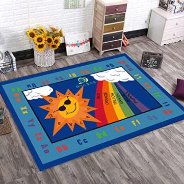 Imagem de youyoucool Tapete de área de desenho animado com animais fofos em estilo de desenho animado tapete de área de poliéster para sala de estar, jantar, dormitório, quarto, decoração de casa 81 x 118 cm