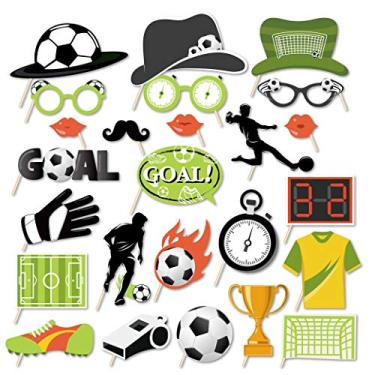 Imagem de Kristin Paradise 25 peças de acessórios de cabine de futebol com palito, adereços de selfie temático, artigos de festa de aniversário, decorações de fundo para fotografia