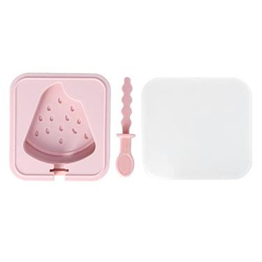 Imagem de Moldes de picolé em forma de fruta com palito de tampa, moldes de picolé de silicone reutilizáveis DIY moldes de picolé para cozinha doméstica (melancia)