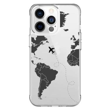 Imagem de Capa Capinha Anti Impacto para Iphone 11, 12, 13, 14, 15 e suas variações Modelo Mapa Mundi Black (Iphone 11 Pro Max)