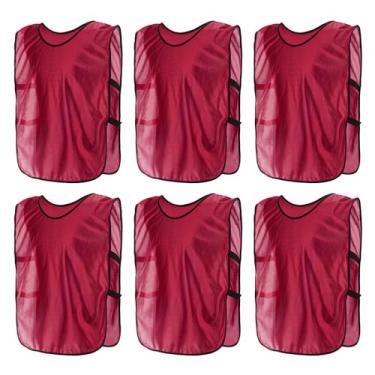 Imagem de PATIKIL Scrimmage Colete de futebol Pennies de futebol coletes de treinamento Pinnies de time esportivo juvenil camiseta de treino de futebol, Vermelho, GG