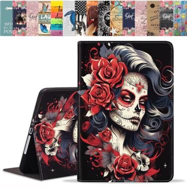 Imagem de ERWYTYIOI Capa para Samsung Galaxy Tab S6 Lite 10,4 polegadas 2022/2020 (SM-P610/P613/P615/P619), capa inteligente fina de couro PU com suporte e despertar/hibernar automaticamente, caveira de açúcar