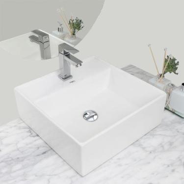 Imagem de Kit Cuba Pia Louça Cerâmica Banheiro C/ Torneira e Válv S30 - Smart No