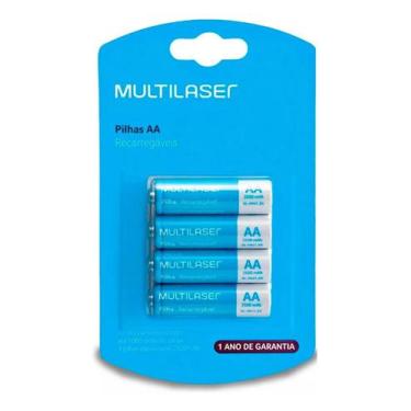 Imagem de Pilhas Recarregáveis AA Multilaser 2500 mah 4 Unidades Microfone Contr