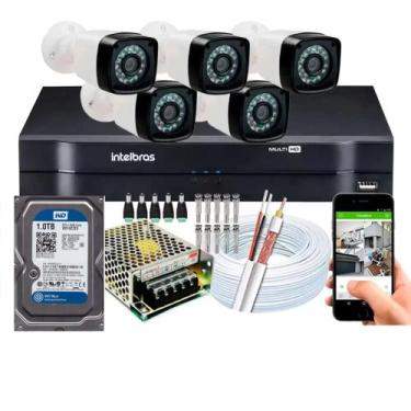 Imagem de Kit 5 Cameras Segurança Dvr Intelbras Full Hd 8ch full hd C/HD 1 TB
