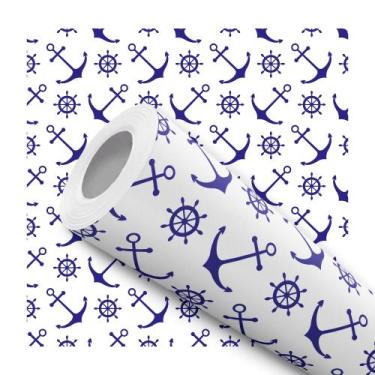 Imagem de Papel De Parede Vinílico Âncora Timão Azul Quarto 5m - Signmaq, 5 Metr