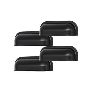 Imagem de 4 Uni Puxador Concha Quadrado Para Gaveta Armário Comoda 64mm (Preto Fosco)