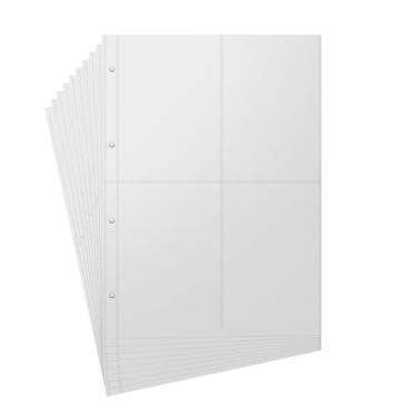 Imagem de GZ-AMDZJ 10 folhas de adesivos transparentes, protetores de bolso, inserções de plástico para fichário, inserções de álbum organizador de adesivos para 4 anéis A4, 4 bolsos