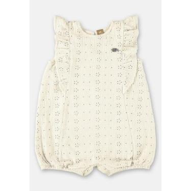 Imagem de Macaquinho Banho de Sol para Bebê Menina Up Baby, Bege, 3