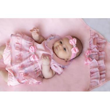 Imagem de Saída Maternidade Verão Arco Iris Rosa com Babadinhos Bebê Menina 03Pe