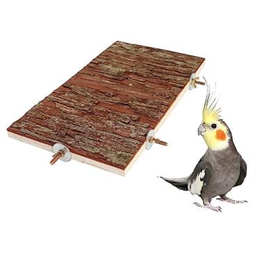 Imagem de Dnoifne 13,6×7,9" Grande Pássaro Poleiro Plataforma, Natural Madeira Pequenos Animais Gaiola Acessórios, Retângulo Suporte Poleiro Prateleira para Papagaio Periquito Calopsita Rato Hamster Cobaia Conu
