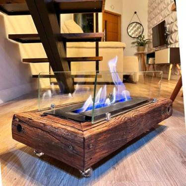 Imagem de Lareira Ecológica Portátil C/ Vidro á Álcool Vintage Rustica - Antilop