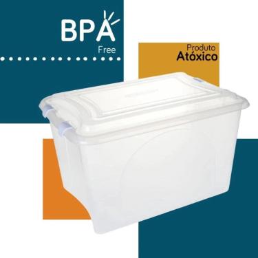 Imagem de Caixa Organizadora Branco Transparente Plasvale 38 Litros