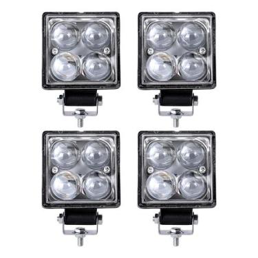 Imagem de Kit 4 Farol Milha Auxiliar 4led 12w 9v36v Oval Quadrado - Briwax