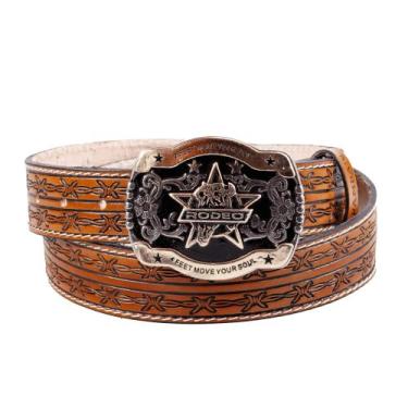 Imagem de Cinto Country Masculino Estampado Couro Fivela Rodeo - Pampas Country,