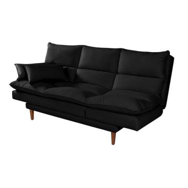 Imagem de Sofá-Cama Chaise Vancouver 3 Lugares Casal até 5 Posições Ajustáveis Suede (PRETO)