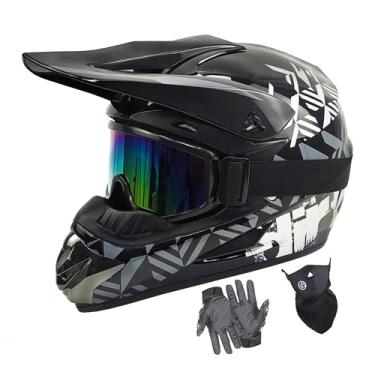 Imagem de SanQing Capacetes De Bicicleta De Terra Para Jovens Aprovados Pelo Dot, Moda Para Adultos, Atv, Motocross, Off-Road, Capacetes De Mountain Bike, Capacetes De Motocicleta (Óculos, Luvas, Protetor Fac