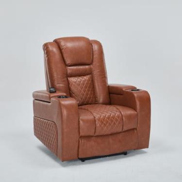 Imagem de Poltrona do Papai Elétrica Gamer Chicago com Aquecimento Massagem Porta Copos Entrada USB/USB-C PU Caramelo G94 - Gran Belo