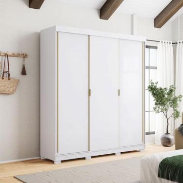 Imagem de Guarda Roupa Casal Heros 3 Portas de Correr Dupla Face com Gavetas MDF Branco/Terracota G98 - Gran Belo