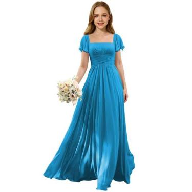 Imagem de Vestido Augday Girls Ocean Blue Chiffon tamanho 14 para convidados de 