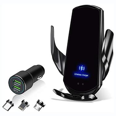 Imagem de Suporte carregador sem fio para carro 2021, suporte universal para saída de ar do carro, suporte de celular para carros compatíveis com iPhone, Samsung, LG, Moto, Nokia e Smartphones (preto)