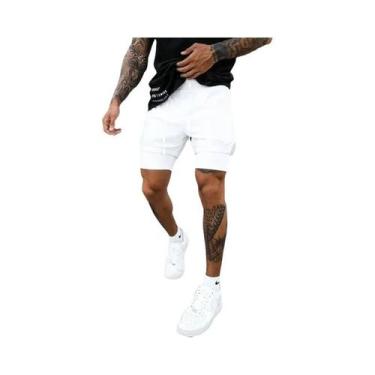 Imagem de Shorts Masculino 2 em 1 para Academia e Corrida - Secagem Rápida e Res