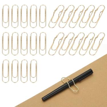 Imagem de PATIKIL 24 clipes de suporte de caneta para notebook, clipe de caneta de metal de 7 x 1,7 cm para escritório, prancheta, papel diário, organizadores de mesa, dourado