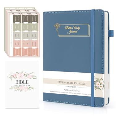 Imagem de AKONEGE Diário de estudo da Bíblia – Cadernos de notas da igreja, material de estudo bíblico, caderno para anotações e reflexão, diário de capa dura para homens e mulheres, 14,7 x 21 cm, azul
