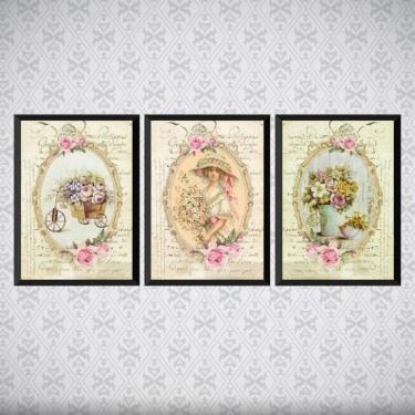 Imagem de Kit 3 Quadros Decorativos Retrô Jardinagem 33X24Cm