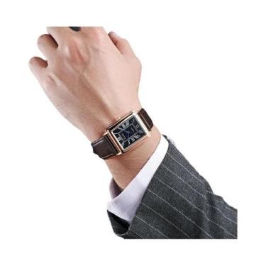 Imagem de Relógio de pulso de quartzo masculino da moda com pulseira de couro - 