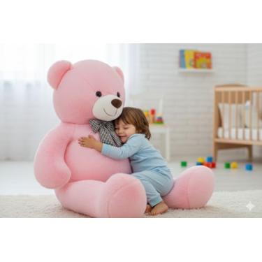 Imagem de Urso De Pelúcia Gigante 1M Com Laço Para Decoração Presente Amor (Rosa)