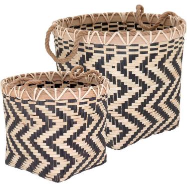 Imagem de Cesta Bambu Preto 2Pç