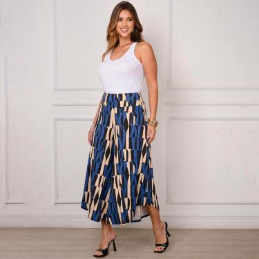 Imagem de Calça Pantacourt com Cós BBonnie Noemi Geo Azul-Feminino