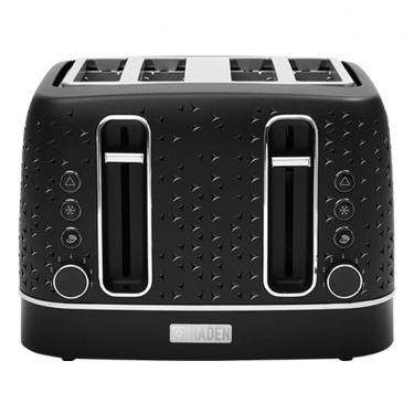 Imagem de Torradeira HADEN Starbeck 4 fatias preta e cromada com fenda larga e 7 níveis de tostagem 1600W 110V
