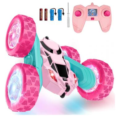 Imagem de Carrinho de controle remoto STEM Hamdol Pink Blossom dupla face com luzes LED e giros 360°