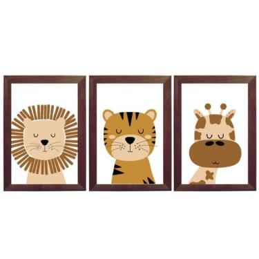 Imagem de Kit de Quadro Quarto de Bebê Infantil Menino Safari Floresta - Creativ