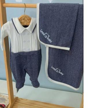 Imagem de Saída maternidade menino luxo - Kit maternidade 3 peças Cor:AzulTamanh