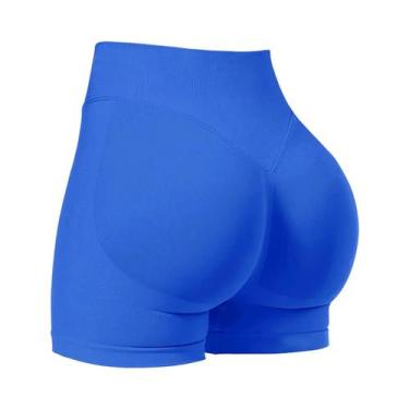 Imagem de Shorts Esportivos Femininos De Cintura Baixa Com Cós Canelado Sem Cost