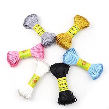 Imagem de 6 pacotes 130 jardas 1,5 mm cordões de cetim 22 jardas/pacote DIY pulseira colar feminino para confecção de joias cordão corda de nylon acessórios e achados kit de fabricação artesanal