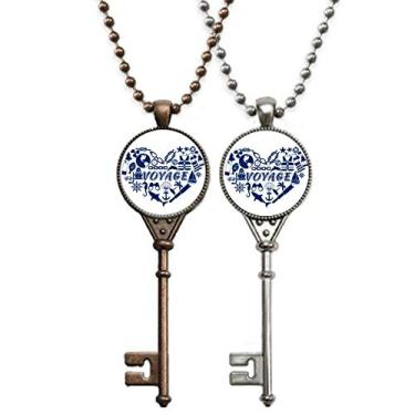 Imagem de OFFbb-USA Marine Life Equipamento de Navegação Coração Chaveiro Colar Pingente Joias Decoração de Casal