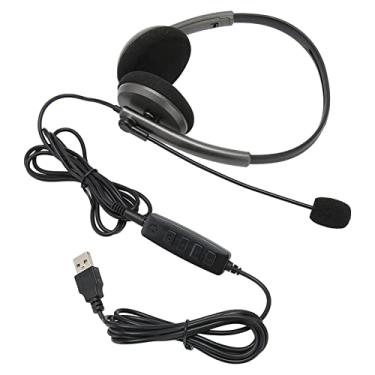 Imagem de Naroote Fone de ouvido de telefone para computador, fone de ouvido multifuncional para call center de alta sensibilidade, plug and play para negócios para call center (USB)