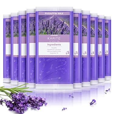 Imagem de KARITE Refil de cera de parafina, pacote com 10 blocos de contas de cera de parafina perfumadas de lavanda para banho de parafina, refis de máquina de cera de parafina para mãos e pés secos e pele