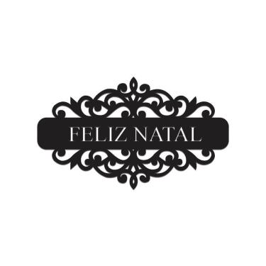 Imagem de Placa Feliz Natal Com Arabesco 30cmx17cm - Cria Arte Laser Preto