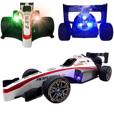 Imagem de Carrinho de Controle Remoto Carro Formula Corrida Miniatura Que Solta Fumaça Luz de Led Brinquedo Infantil Para Criança