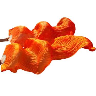 Imagem de SALFEE 1 par de leques de dança do ventre 120 x 90 cm feitos à mão tingidos à mão leques chineses de véu imitação