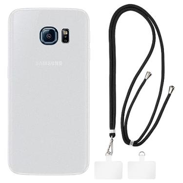 Imagem de Shantime Capa para Samsung Galaxy S6 Edge + cordões universais para celular, pescoço/alça macia de silicone TPU capa amortecedora para Samsung Galaxy S6 Edge (5,1 polegadas)
