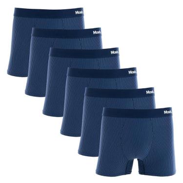 Imagem de Kit 6 Cuecas Boxer Mash Microfibra Risca de Giz 045.00